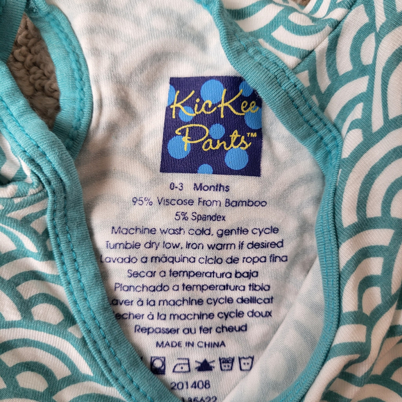 Baby Girl’s Long Sleeve Shirt – KicKee Pants–Teal & White-Size 0–3 Months-NWT - Picture 3 of 8